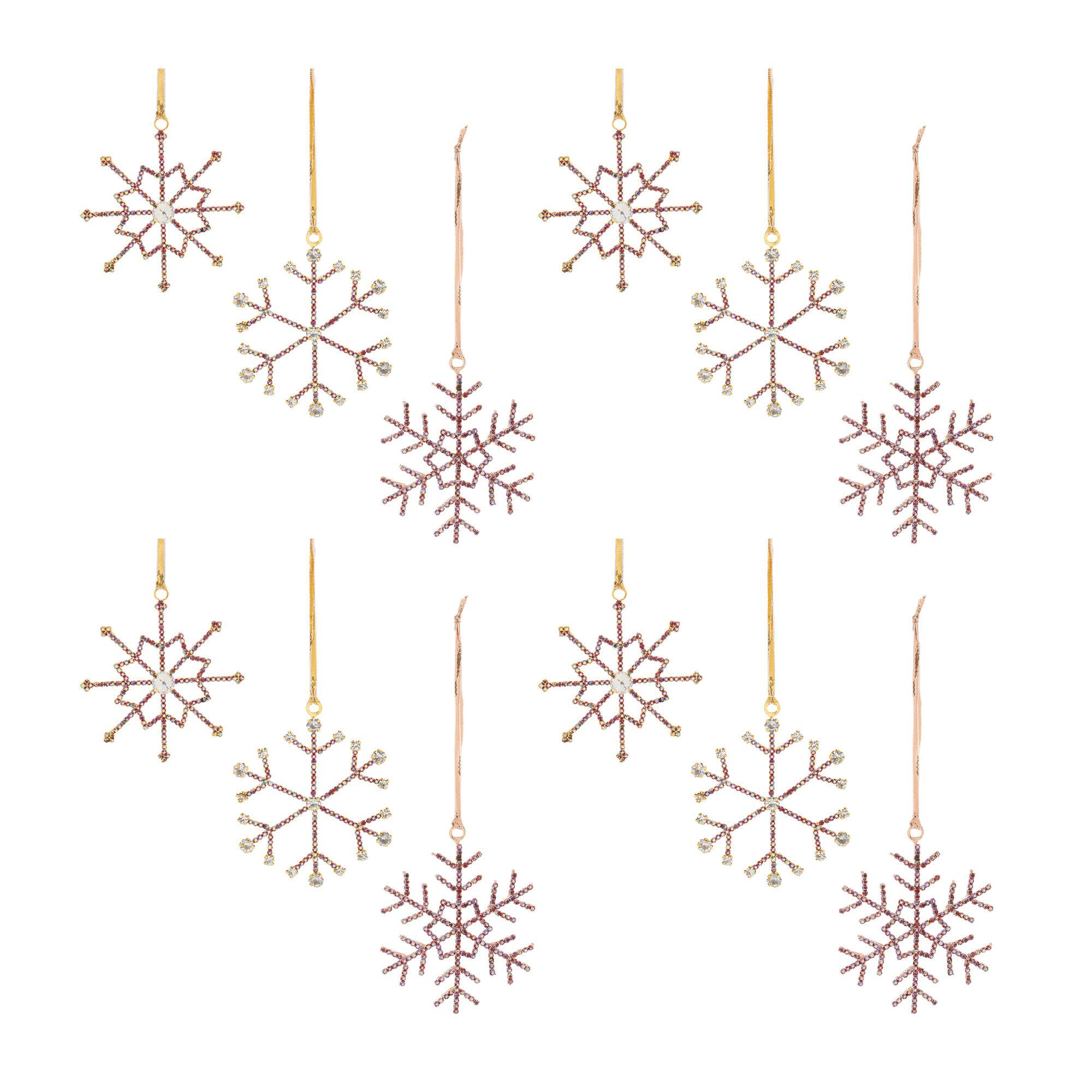 Jeweled Metal Snowflake Ornament Set
